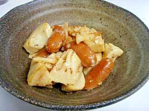 筍レシピ(4)　筍とウィンナーのマヨマスタード炒め